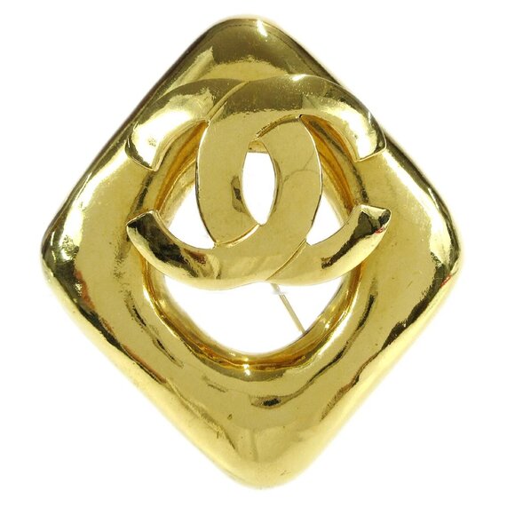 Chanel Rhombus Brooch Pin Gold 97P 13124 - Picture 1 of 4